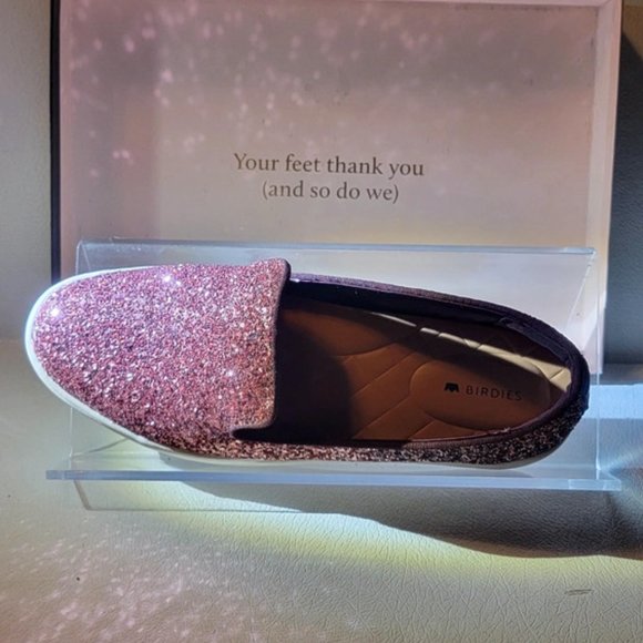 Birdies Special Edition "The Swift" Pink Rose Sparkle Slip On Sneakers - Picture 5 of 13